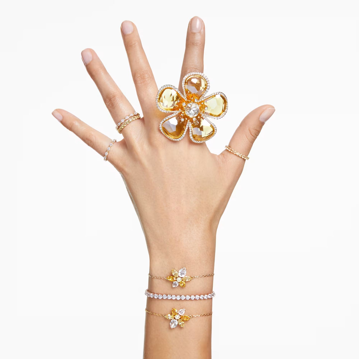 Matrix Tennis bracelet, Round cut, Yellow, XL
