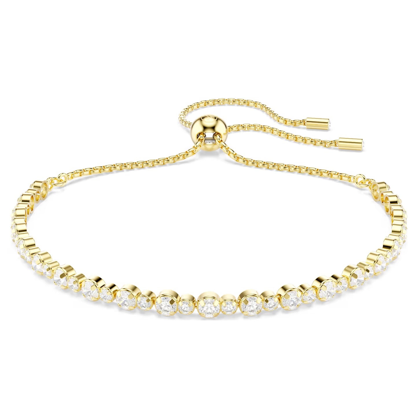 Matrix Tennis bracelet, Round cut, White, Gold-tone plated