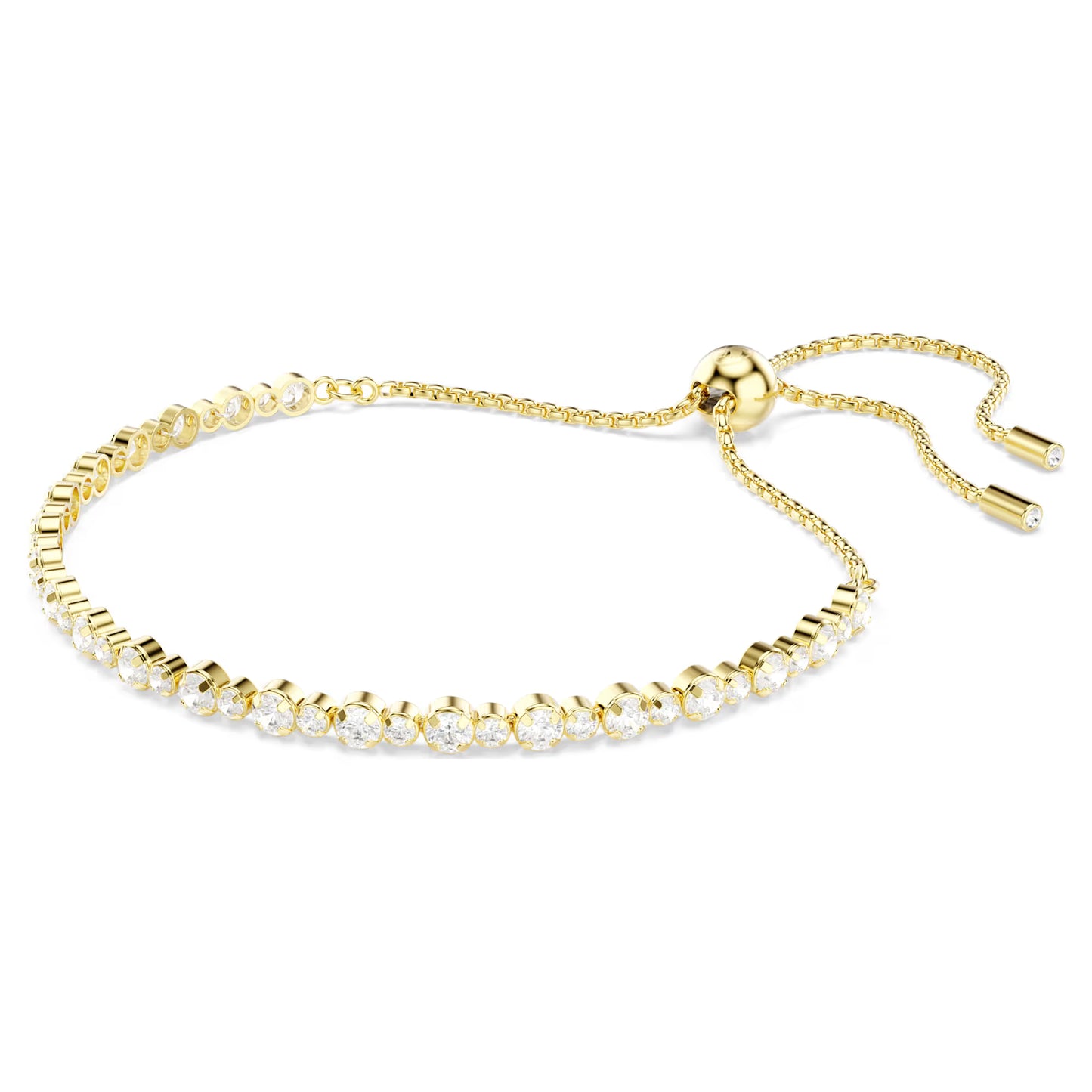 Matrix Tennis bracelet, Round cut, White, Gold-tone plated