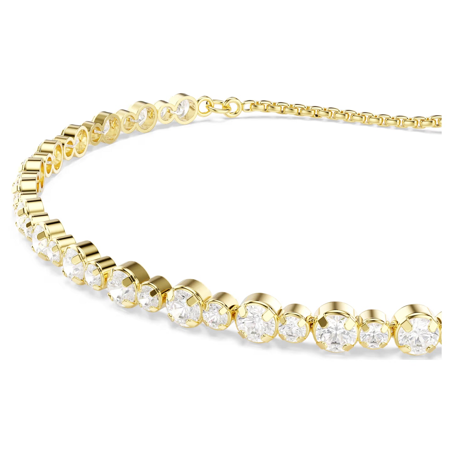 Matrix Tennis bracelet, Round cut, White, Gold-tone plated