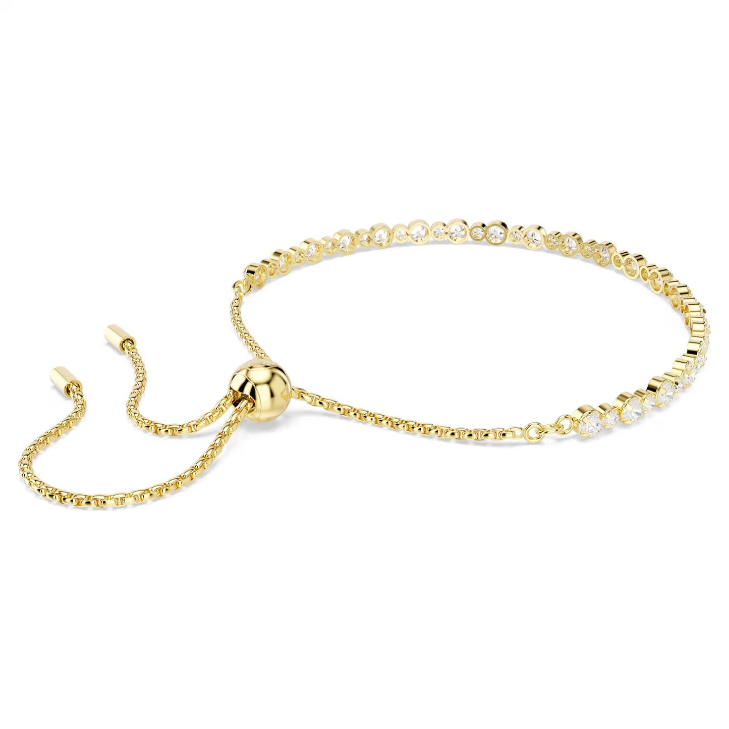 Matrix Tennis bracelet, Round cut, White, Gold-tone plated