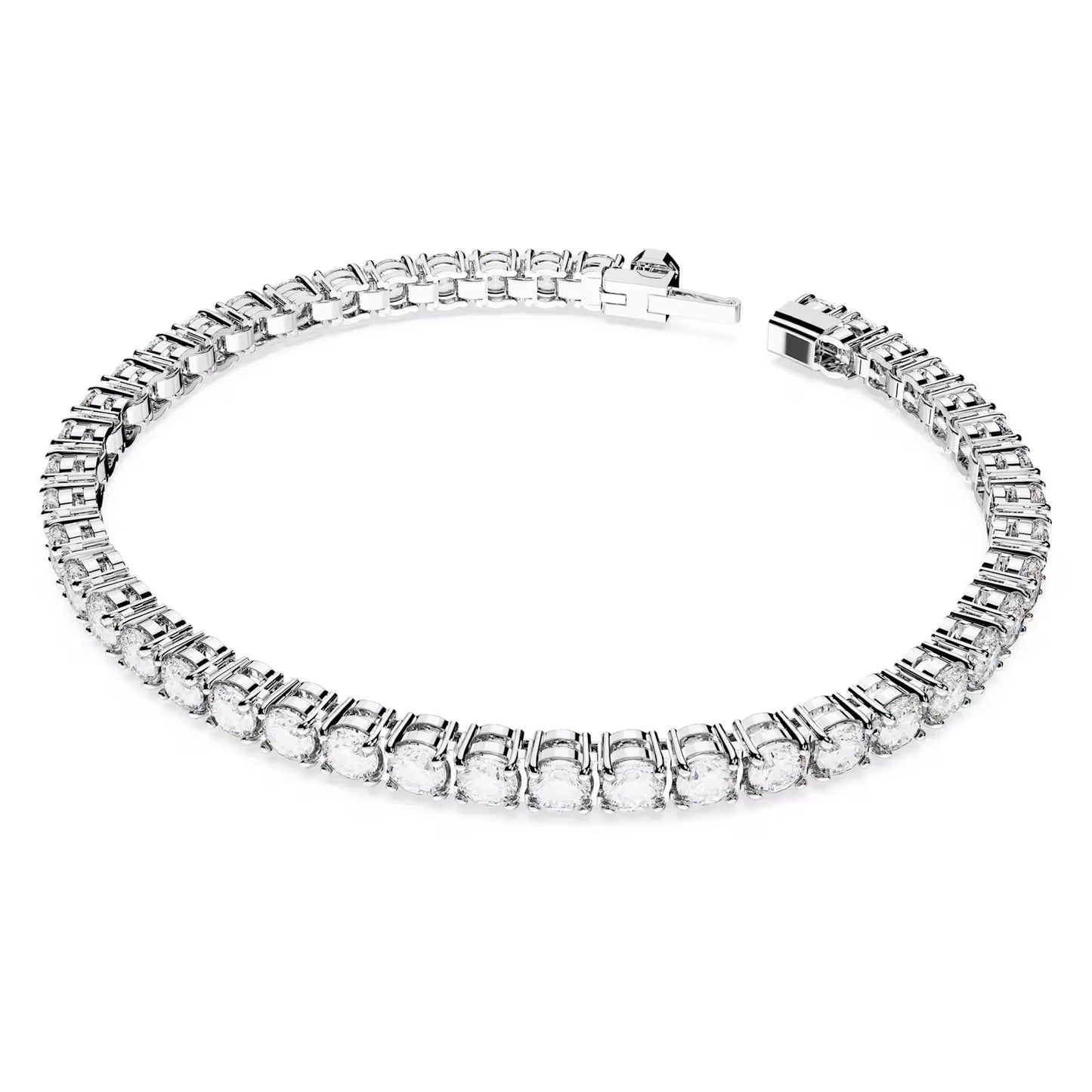Matrix Tennis bracelet, Round cut, White, Rhodium plated