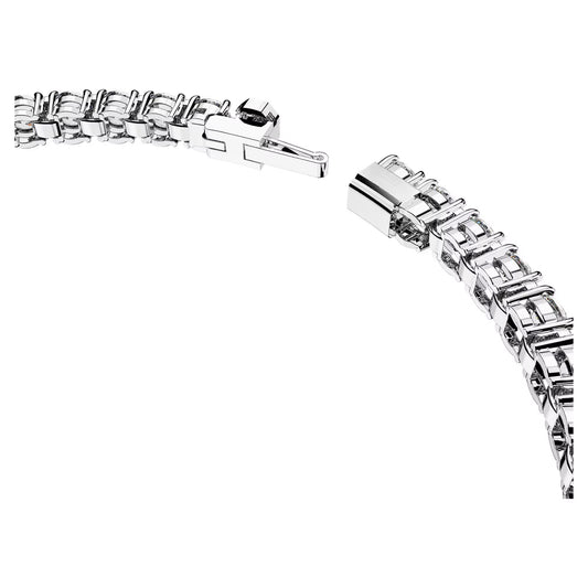 Matrix Tennis bracelet, Round cut, White, Rhodium plated