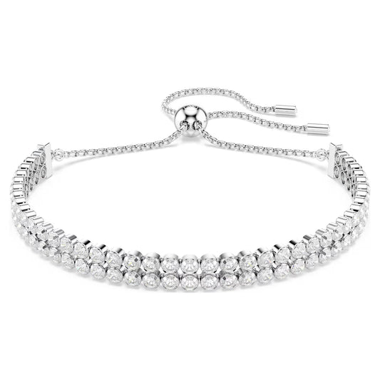 Matrix Tennis bracelet, Round cut, Rhodium