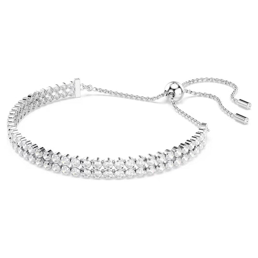 Matrix Tennis bracelet, Round cut, Rhodium
