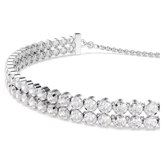 Matrix Tennis bracelet, Round cut, Rhodium