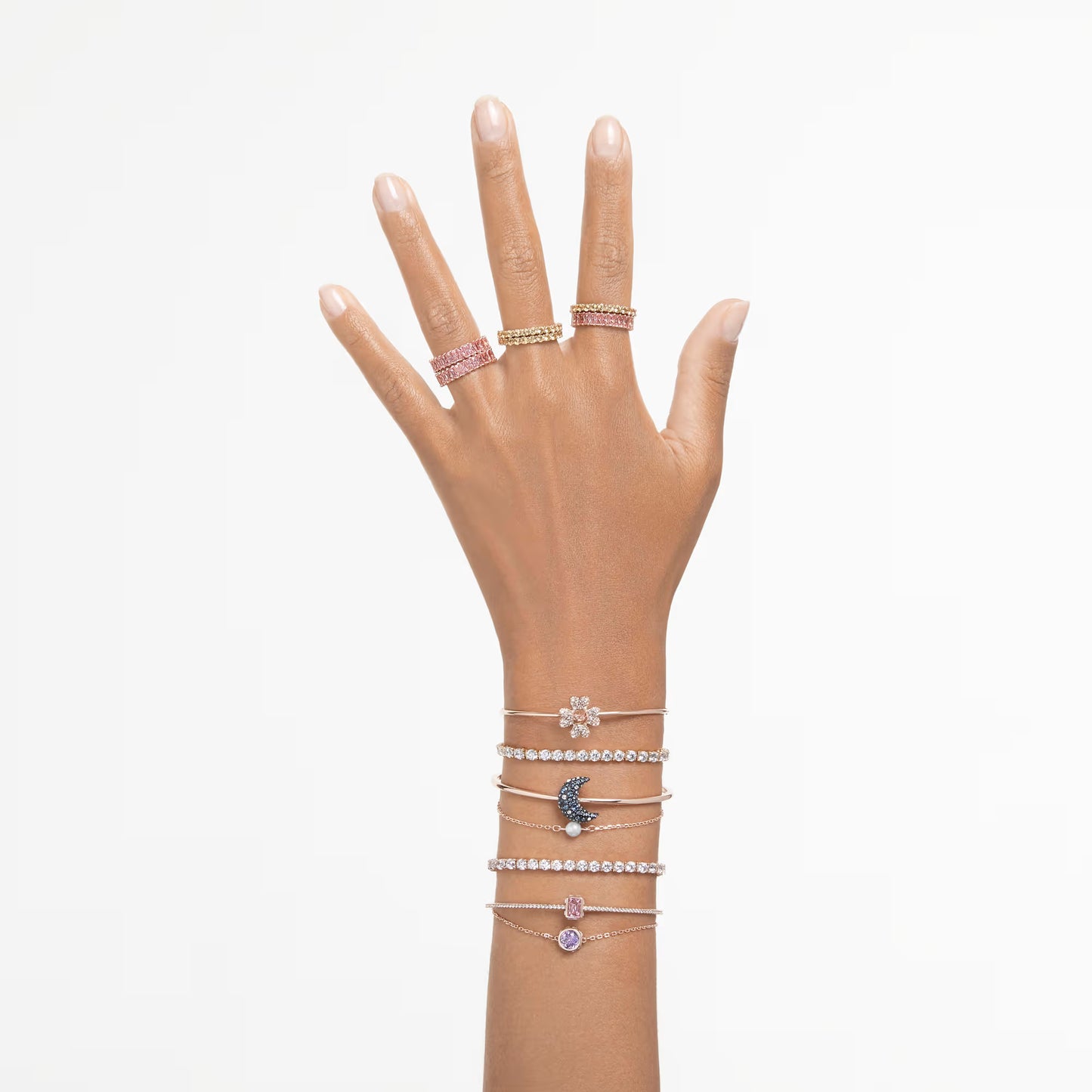 Matrix Tennis bracelet, Round cut, White, Medium