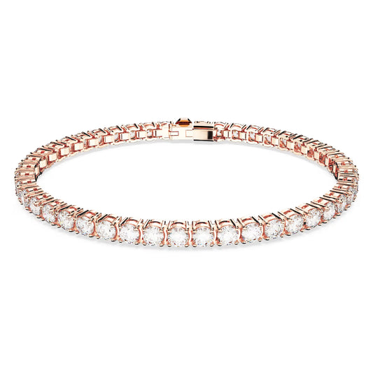 Matrix Tennis bracelet, Round cut, White, Medium