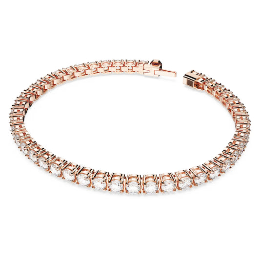 Matrix Tennis bracelet, Round cut, White, Medium