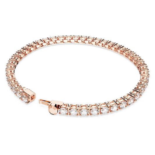 Matrix Tennis bracelet, Round cut, White, Medium
