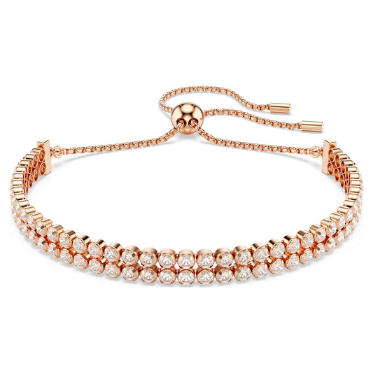 Matrix Tennis bracelet, Round cut, Rose gold-tone