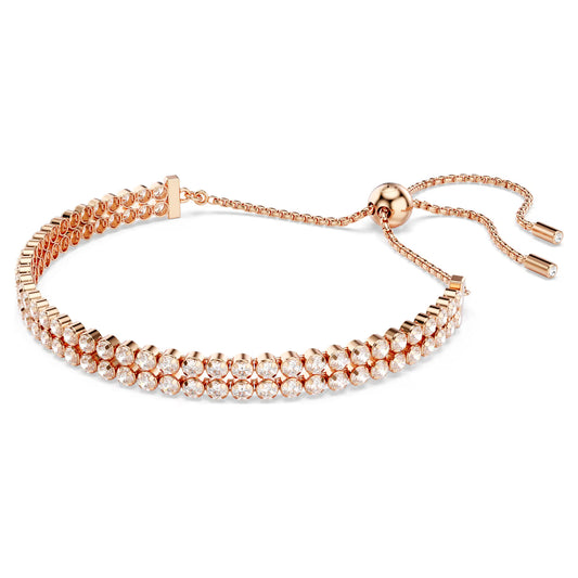 Matrix Tennis bracelet, Round cut, Rose gold-tone