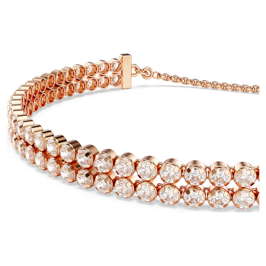 Matrix Tennis bracelet, Round cut, Rose gold-tone