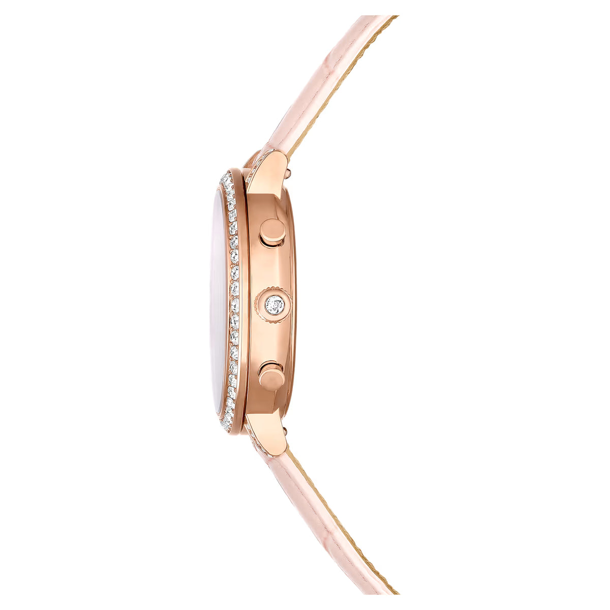 Matrix tennis chrono watch, Swiss Made, Leather strap, Pink, Rose gold-tone finish