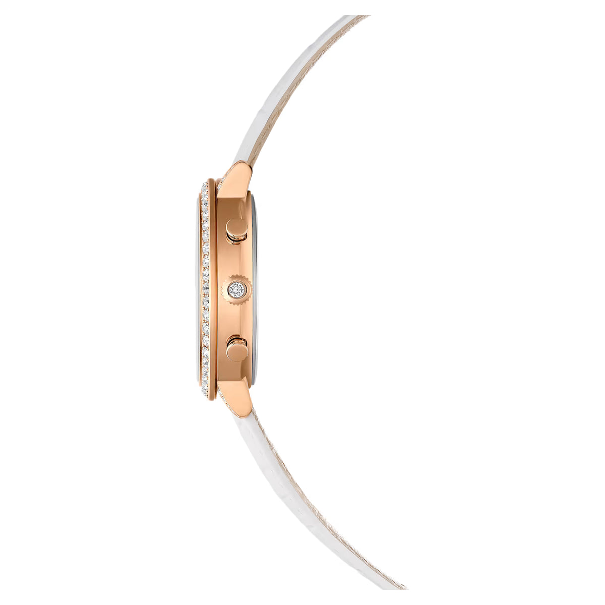 Matrix tennis chrono watch, Swiss Made, Leather strap, Rose gold tone, Rose gold-tone finish