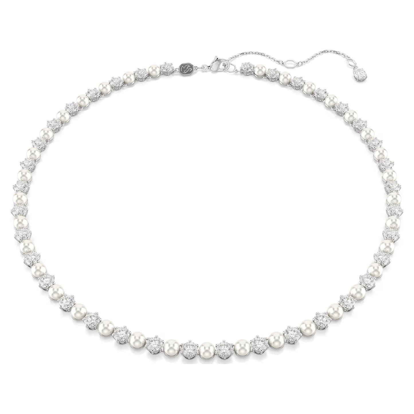 Matrix Tennis necklace, Crystal Pearl, Rhodium