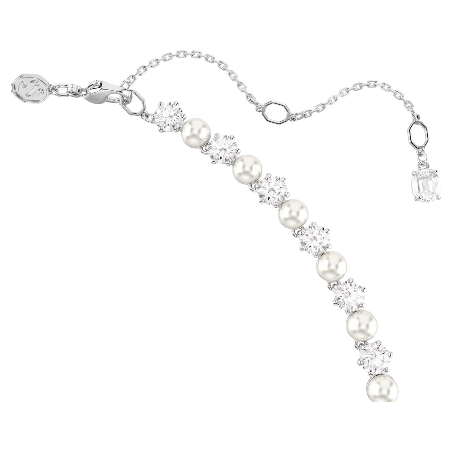 Matrix Tennis necklace, Crystal Pearl, Rhodium