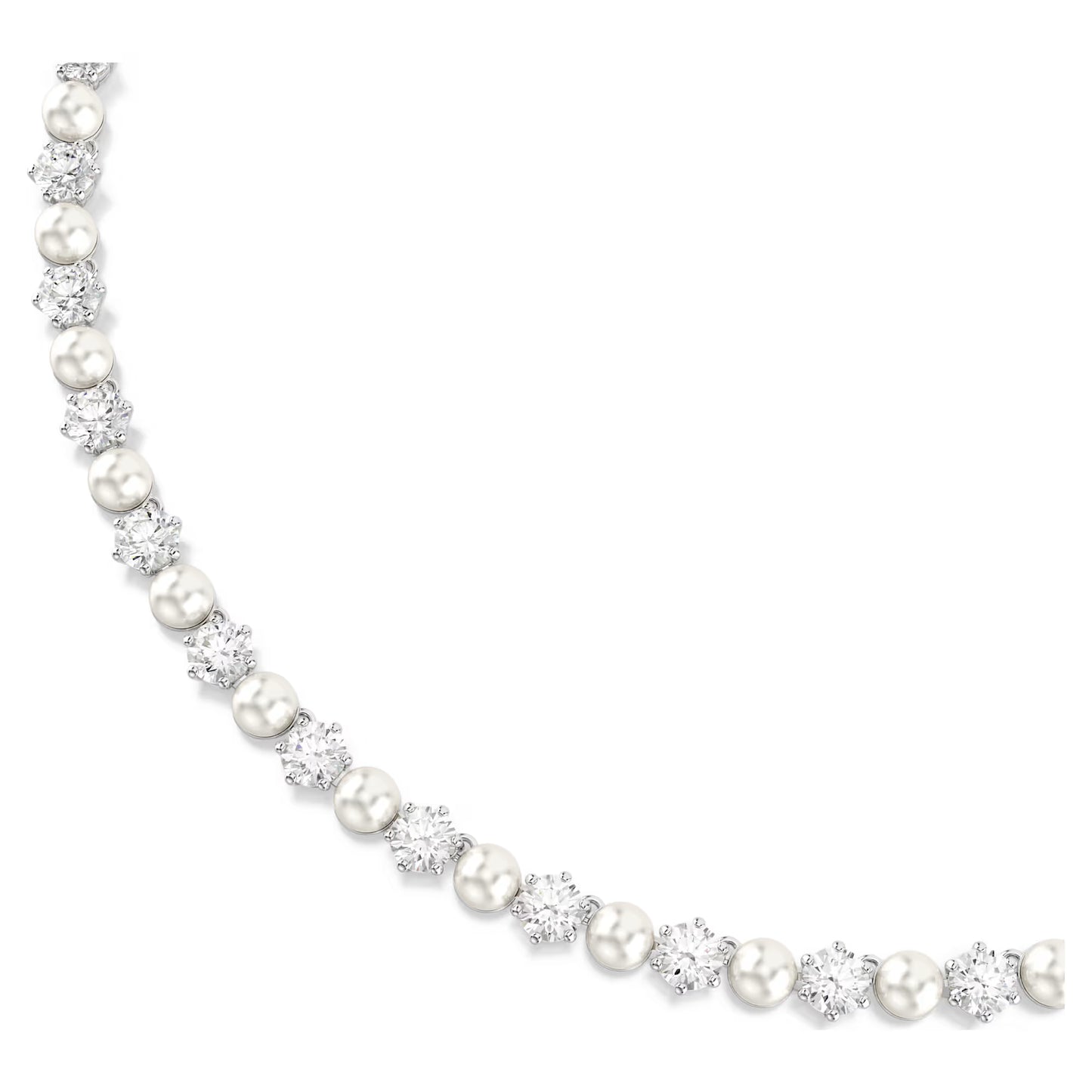 Matrix Tennis necklace, Crystal Pearl, Rhodium