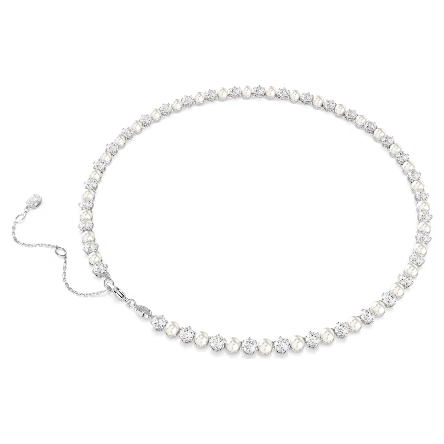 Matrix Tennis necklace, Crystal Pearl, Rhodium