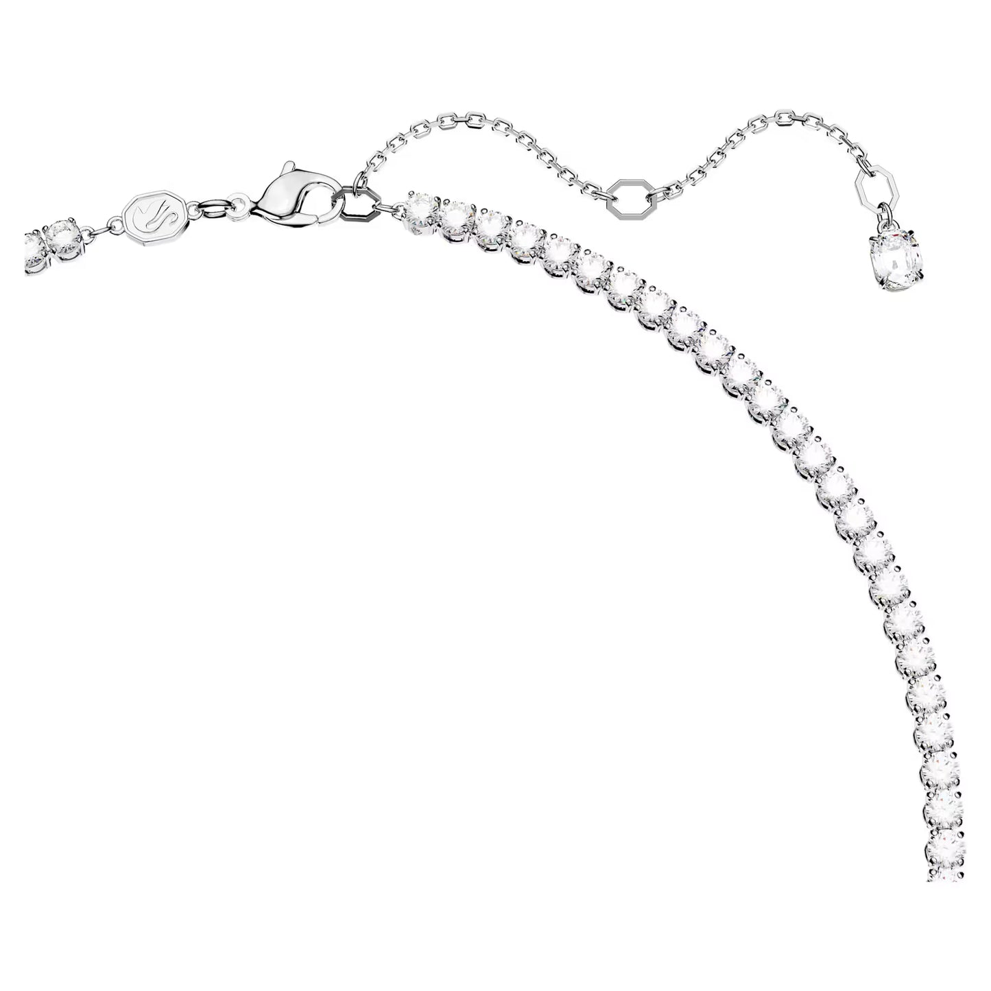 Matrix Tennis necklace, Mixed cuts, Green, Rhodium