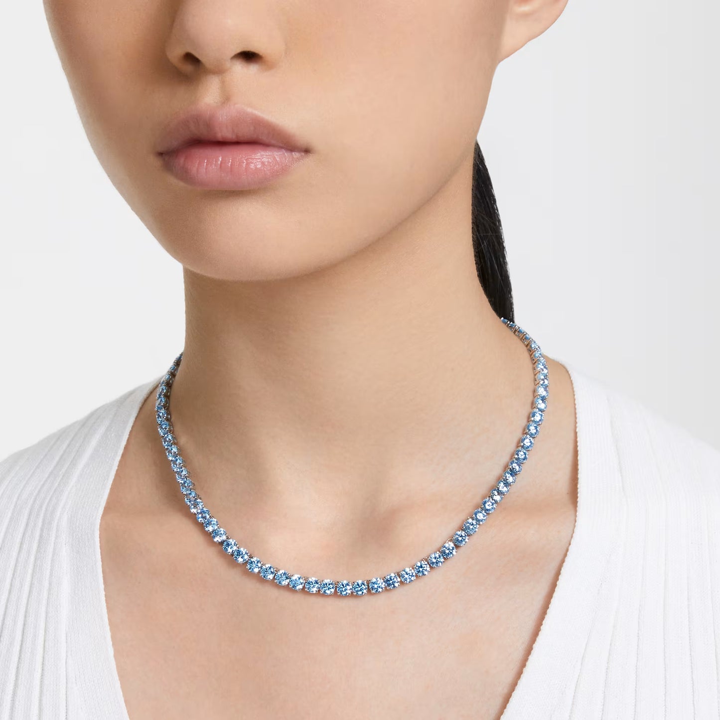 Matrix Tennis Necklace, Round cut, Medium, Blue