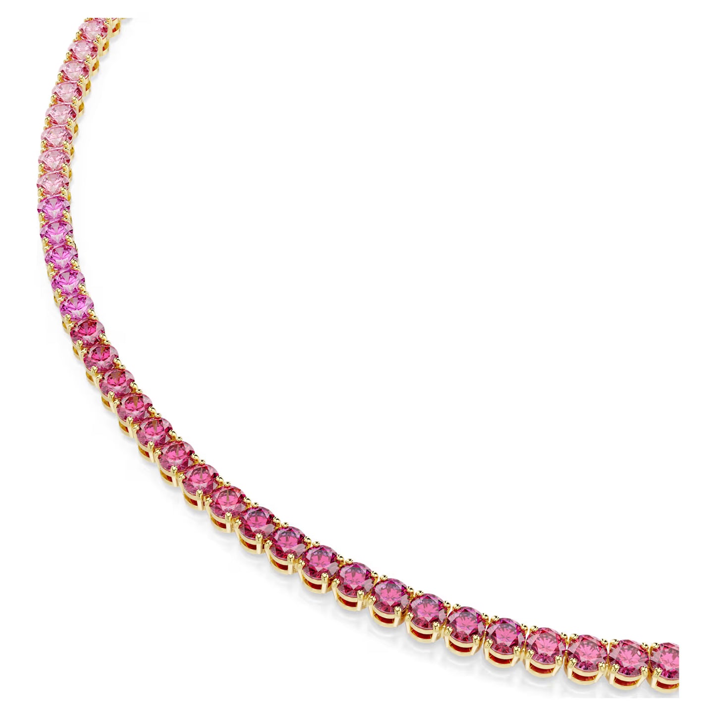 Matrix Tennis necklace, Round cut, Pink, Gold-tone plated
