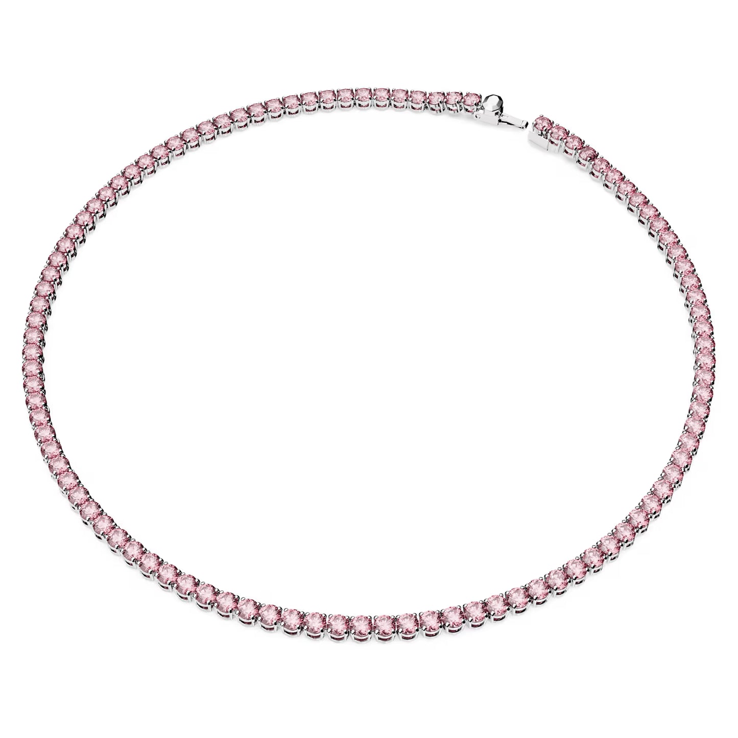 Matrix Tennis necklace, Round, Pink, Rhodium, M
