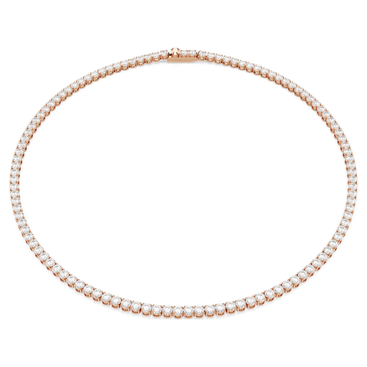 Matrix Tennis necklace Round cut, White, 18K rose gold finish