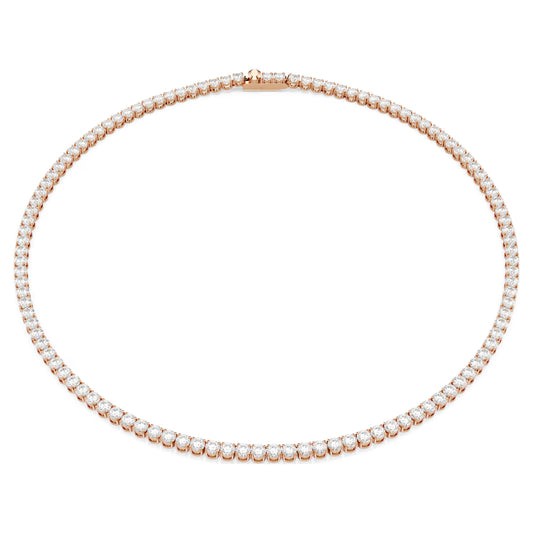 Matrix Tennis necklace Round cut, White, 18K rose gold finish