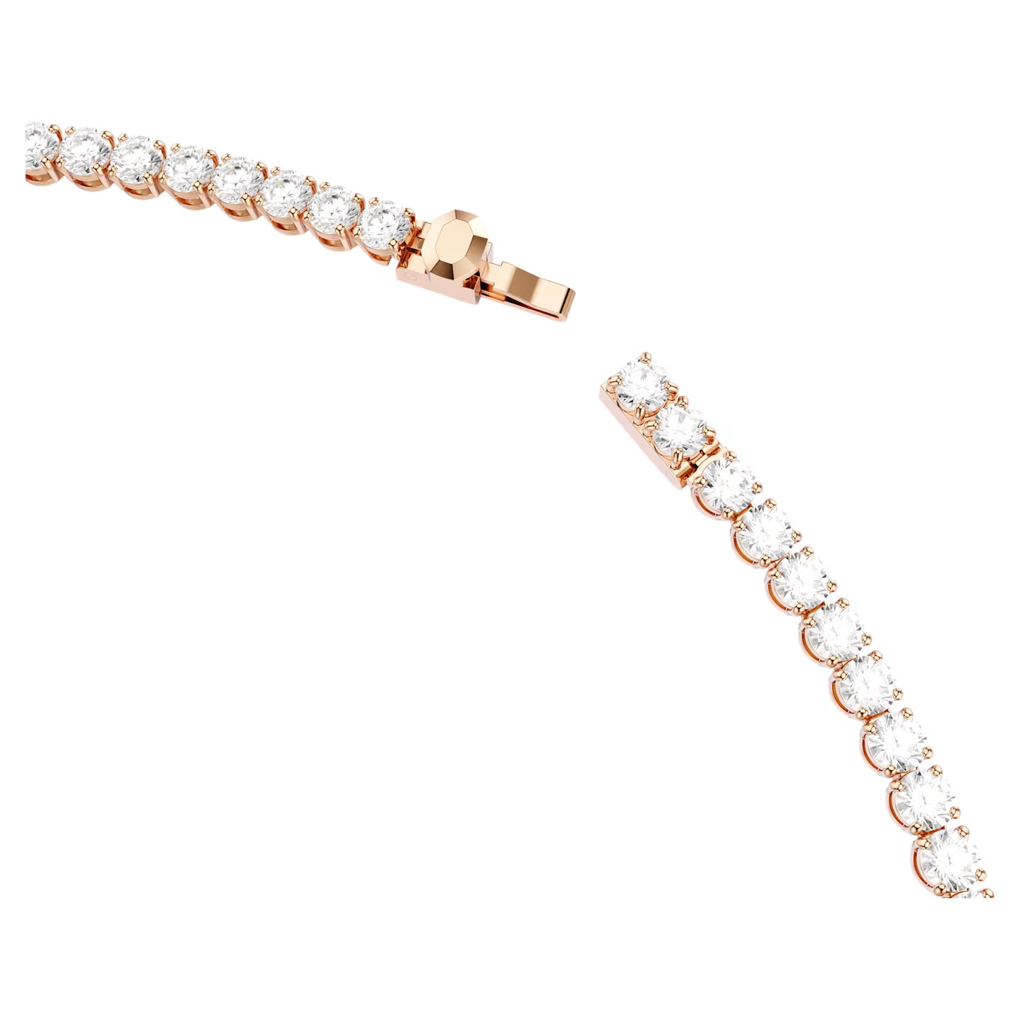 Matrix Tennis necklace Round cut, White, 18K rose gold finish