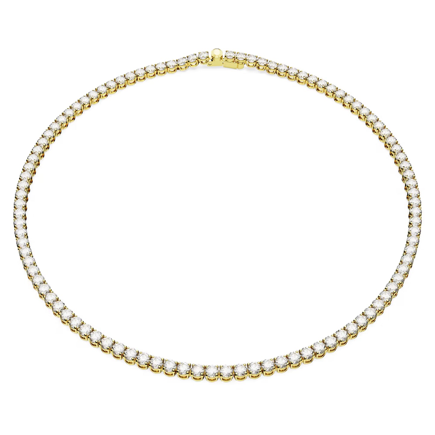 Matrix Tennis necklace, Round cut, Gold, Medium