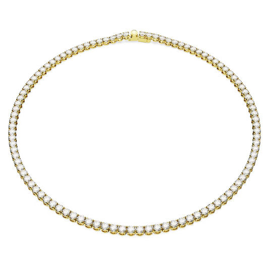 Matrix Tennis necklace, Round cut, Gold, Medium