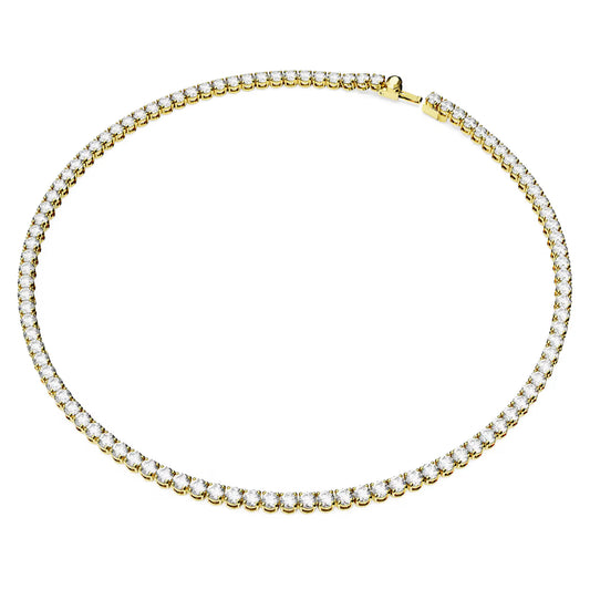 Matrix Tennis necklace, Round cut, Gold, Medium