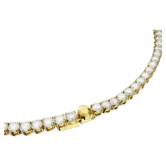 Matrix Tennis necklace, Round cut, Gold, Medium
