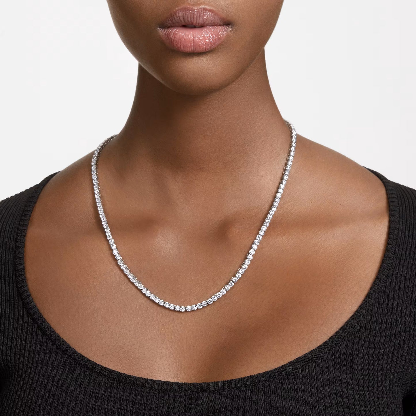 Matrix Tennis necklace, Round cut, White, Medium