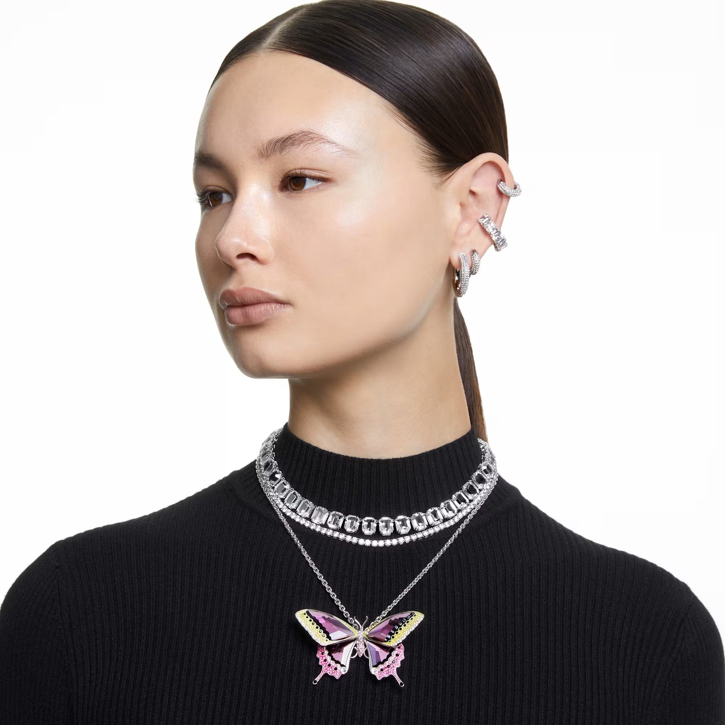 Matrix Tennis necklace, Round cut, White, Medium