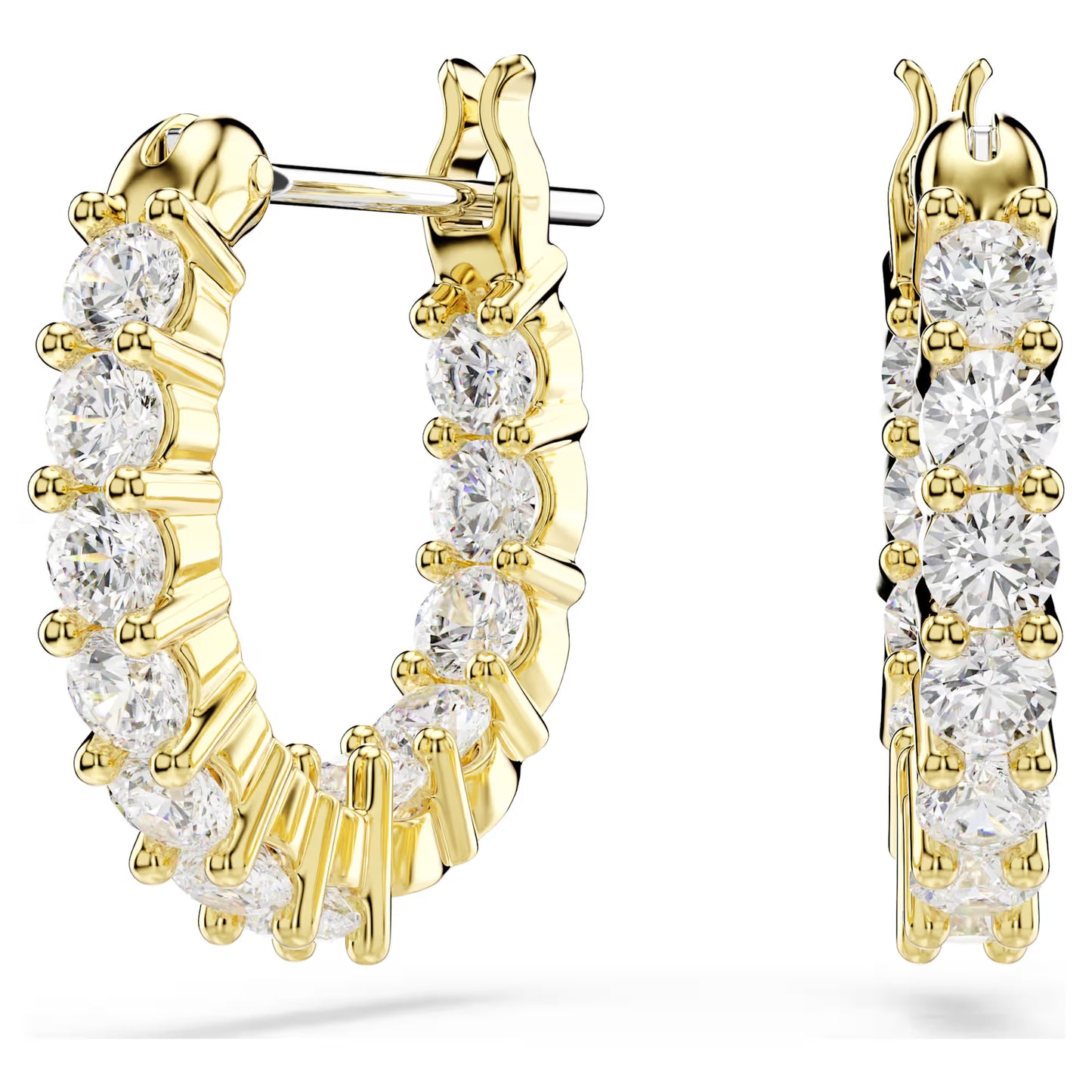 Matrix Vittore hoop earrings, Round cut, White, Gold-tone plated