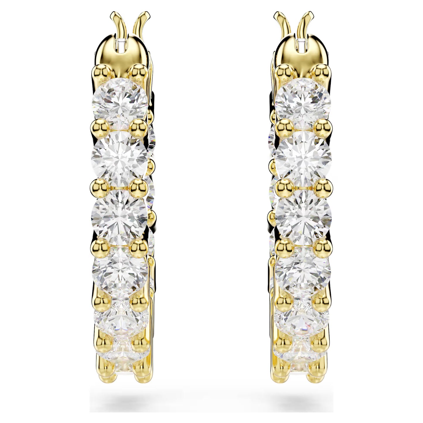 Matrix Vittore hoop earrings, Round cut, White, Gold-tone plated