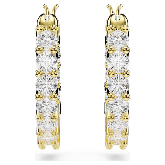 Matrix Vittore hoop earrings, Round cut, White, Gold-tone plated