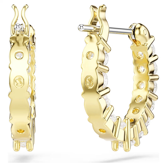 Matrix Vittore hoop earrings, Round cut, White, Gold-tone plated