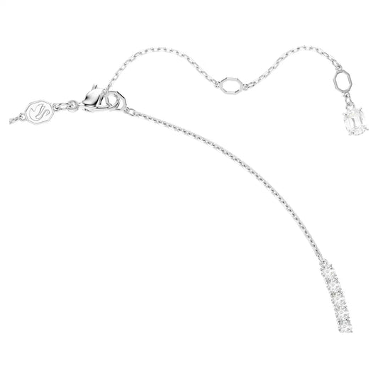 Matrix Y necklace, Crystal pearl, Round cut, White
