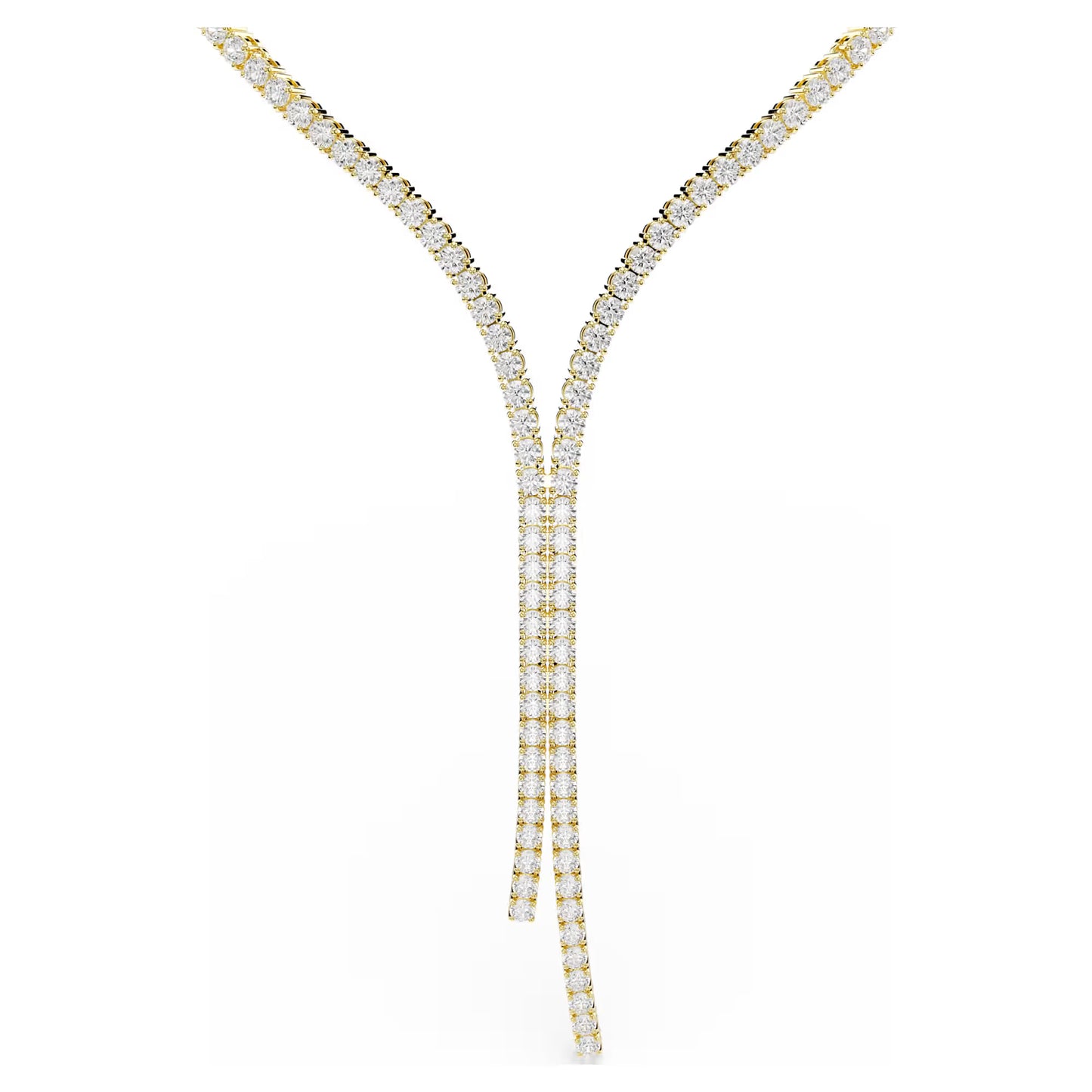 Matrix Y necklace Round cut, White, 18K gold finish