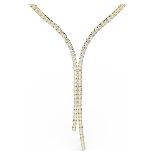 Matrix Y necklace Round cut, White, 18K gold finish