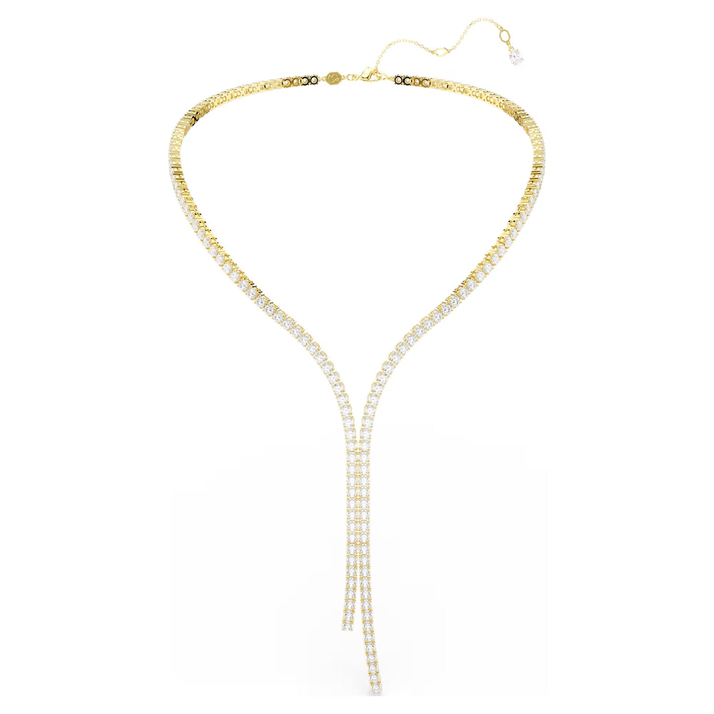 Matrix Y necklace Round cut, White, 18K gold finish