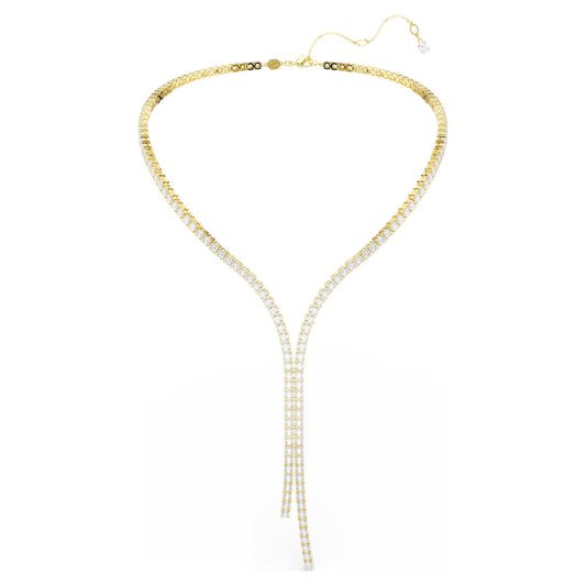 Matrix Y necklace Round cut, White, 18K gold finish