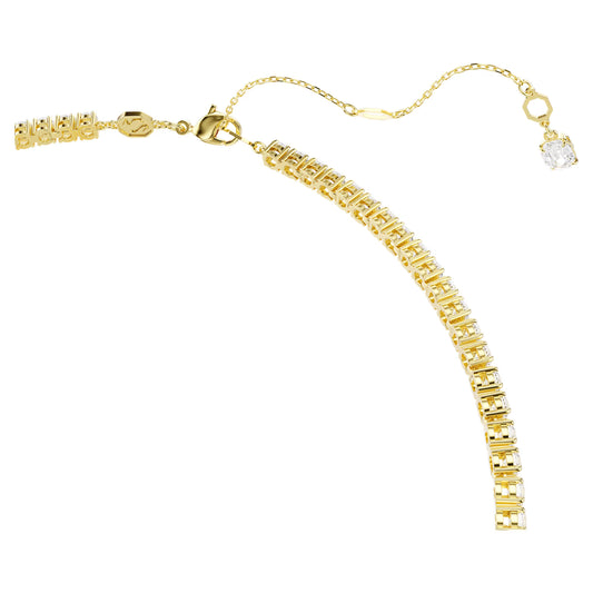 Matrix Y necklace Round cut, White, 18K gold finish