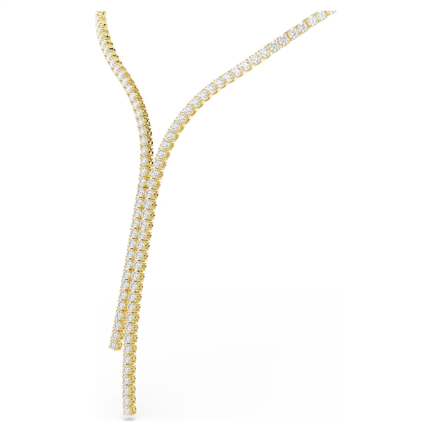 Matrix Y necklace Round cut, White, 18K gold finish