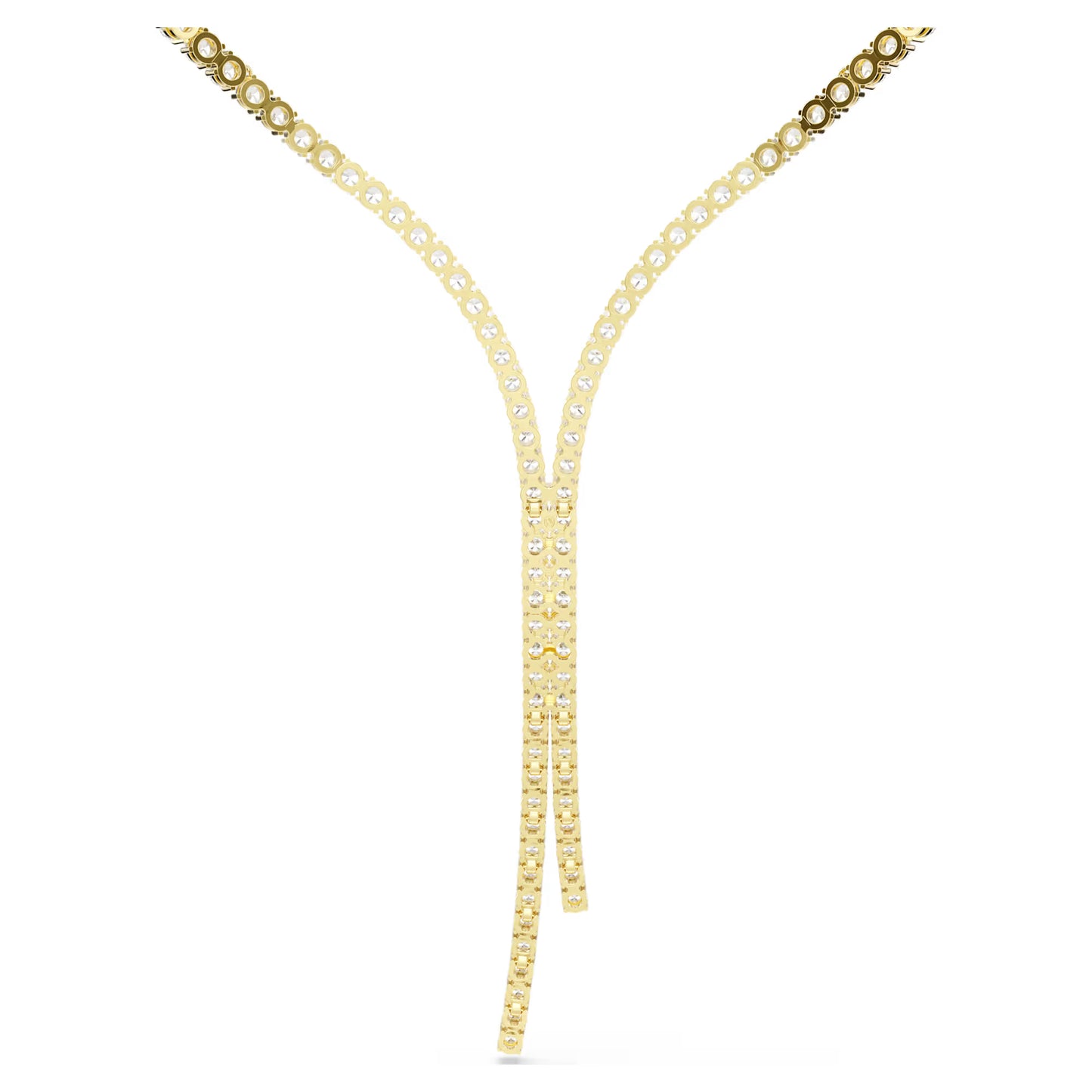 Matrix Y necklace Round cut, White, 18K gold finish