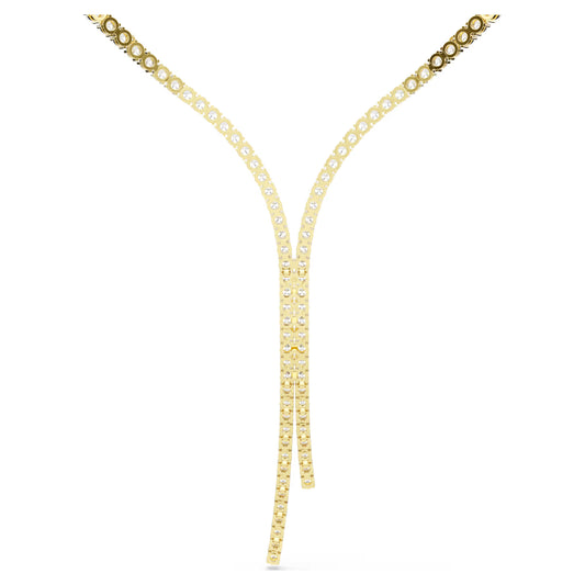 Matrix Y necklace Round cut, White, 18K gold finish