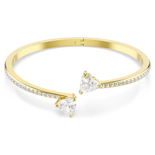 Mesmera bangle, Heart, White, Gold-tone plated